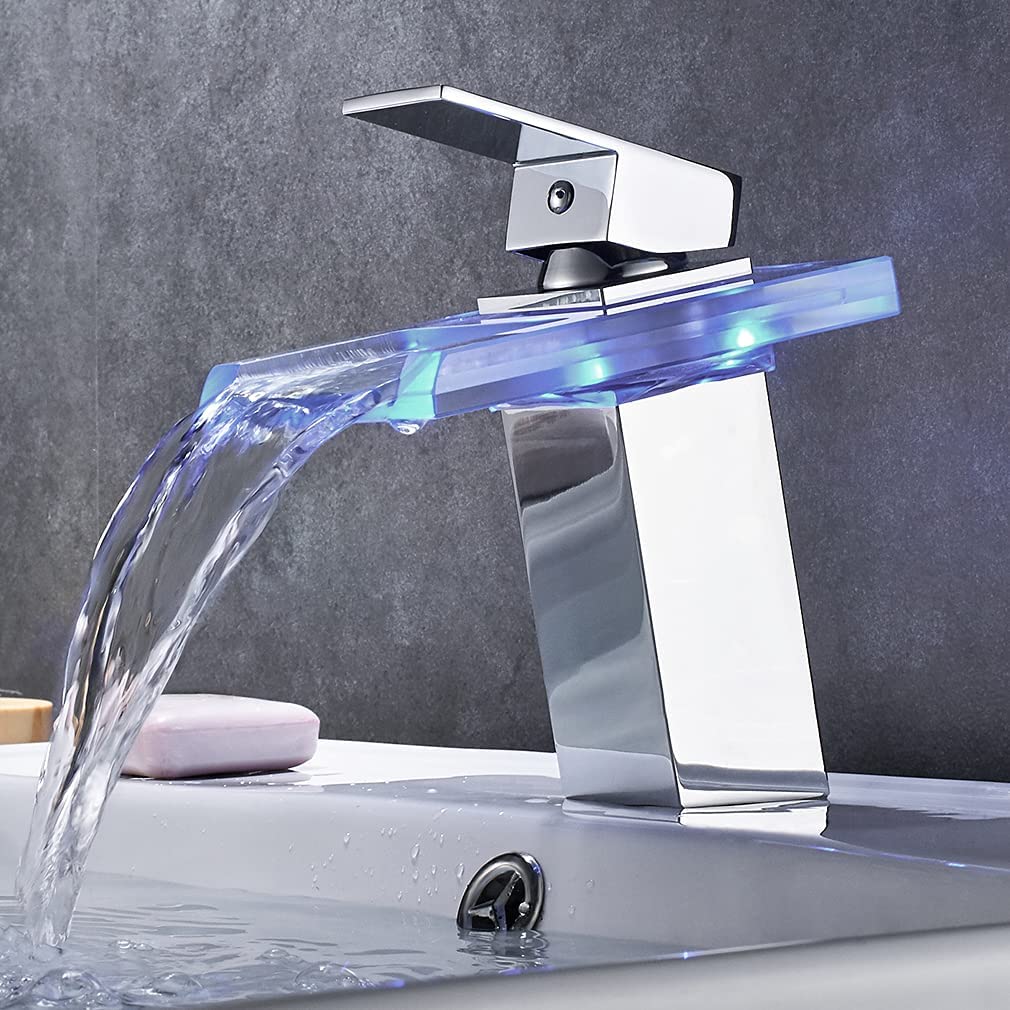 Grifo Cascada Lavabo Luz Led