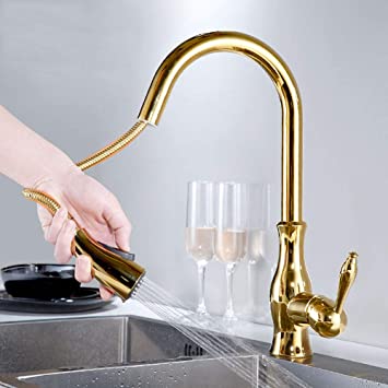 Grifo Cocina Extraible Dorado
