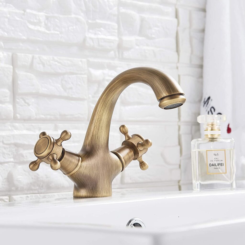 Grifo Lavabo Laton Envejecido